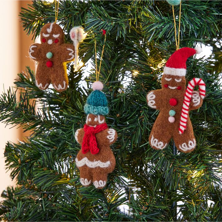 Meri Meri Felt Gingerbread Family Ornaments (Set of 3)