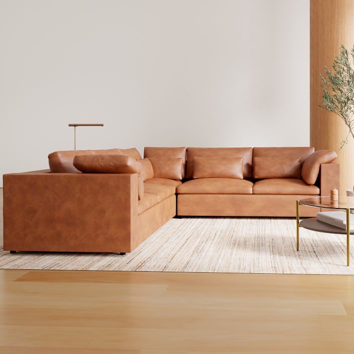 Harmony Modular Leather 3-Piece L-Shaped Sectional (122&quot;)