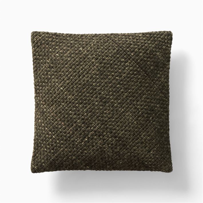 Heathered Basketweave Wool Pillow Cover + Insert