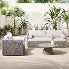 Coastal Outdoor Sofa (76&quot;), Lounge Chair & Concrete Pedestal Coffee Table Set