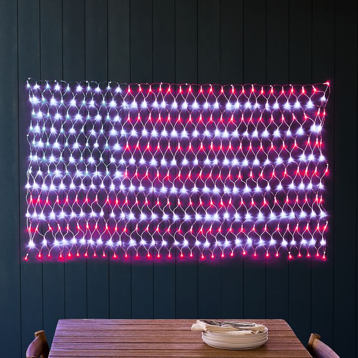 American Flag String Lights Wall Art