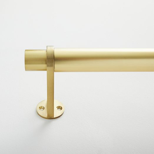 Simple Metal Curtain Rod - Antique Brass | West Elm