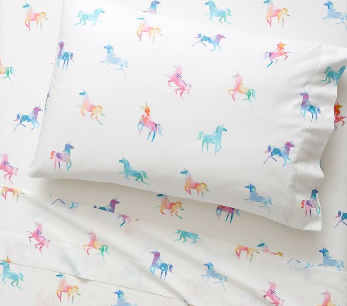 Organic Watercolor Unicorn Pillowcase