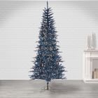 Dark Blue Tinsel Faux Christmas Tree - 7.5'