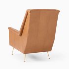 Carlo High-Back Leather Mid-Century Chair - Metal Legs