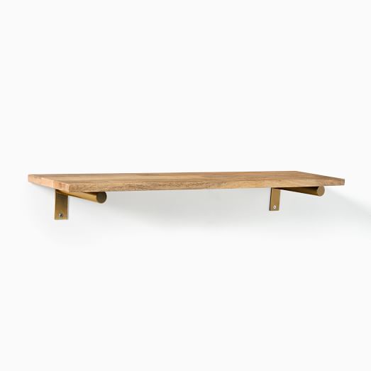 Linear Raw Mango Wood Wall Shelves with Jordan Brackets West Elm