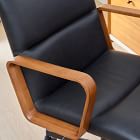 Cooper Leather Swivel Office Chair w/ Wood Arms