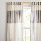 European Flax Linen Contrast Stripe Curtain - Natural/Java