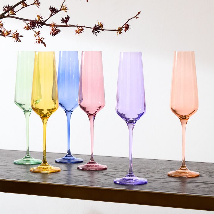 Estelle Colored Glass Champagne Flute (Set of 6)