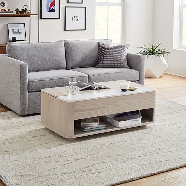 Panorama Pop-Up Storage Coffee Table - Feather Gray | Modern Living ...