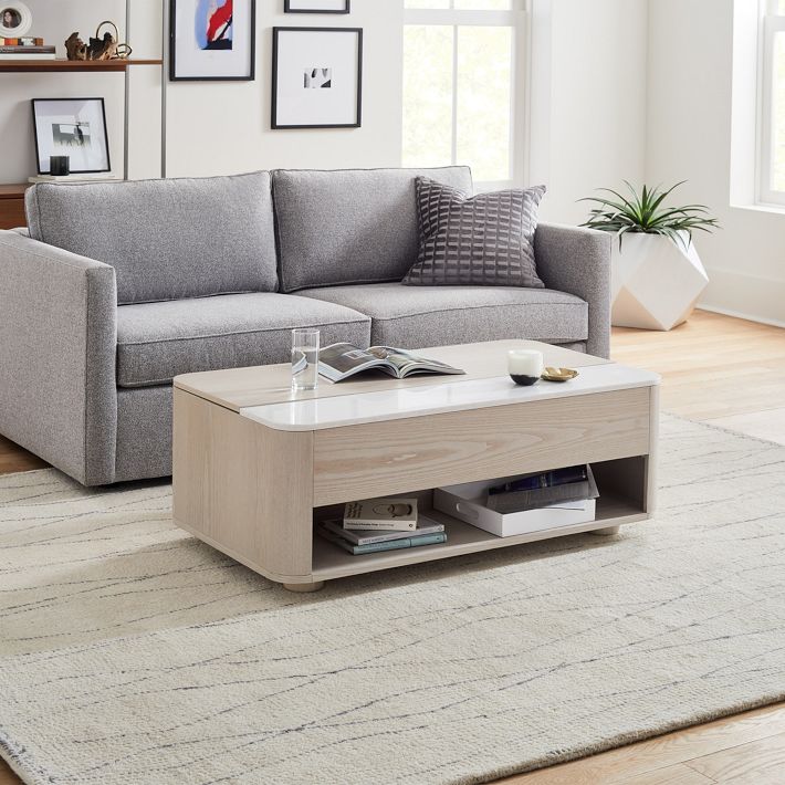 Panorama PopUp Storage Coffee Table Feather Gray Modern Living