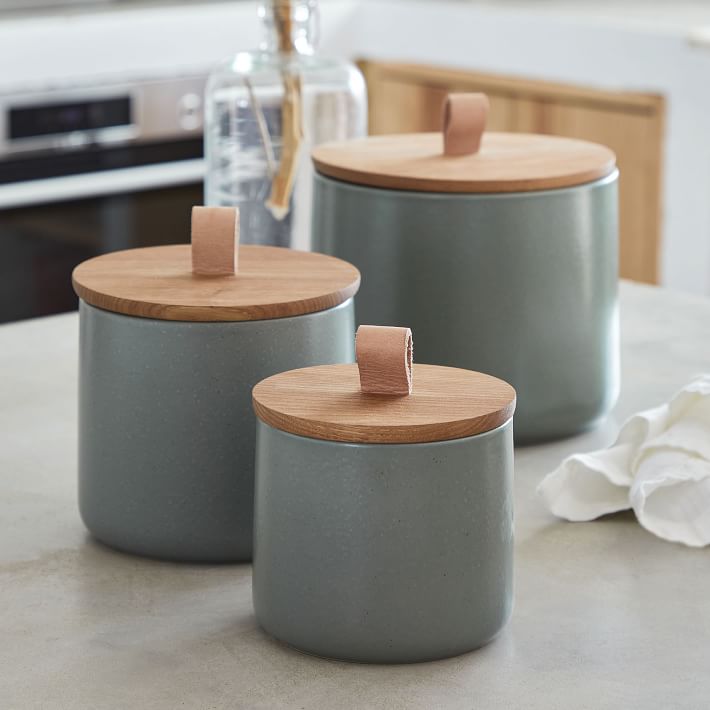 Casafina Pacifica Wood Top Stoneware Canister