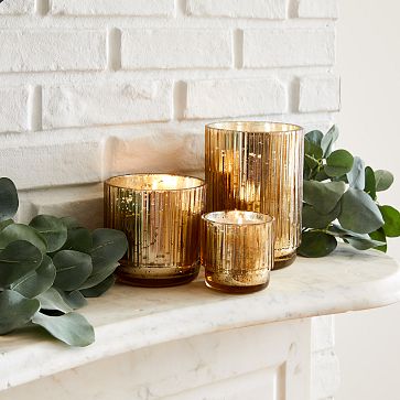 Mercury Glass Fluted Candles - Balsam Cedar | West Elm