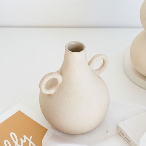 Off-White Ceramic Harappan-Inspired Belly Vase