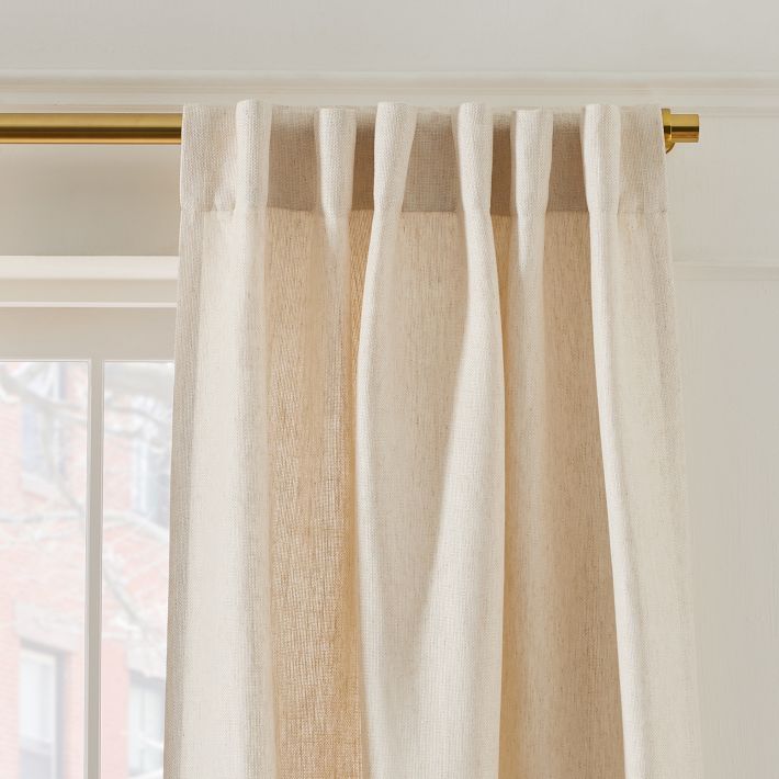 Cream Unlined Basketweave Curtain main image 1