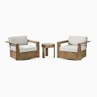 Portside Wood Outdoor Swivel Chairs &amp; Round Side Table Set