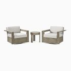 Portside Wood Outdoor Swivel Chairs &amp; Round Side Table Set