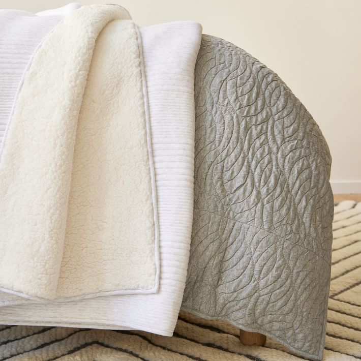 Cotton Cloud Jersey Sherpa Blanket West Elm