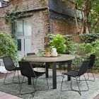 Portside Concrete Aluminum Outdoor Round Dining Table (60&quot;) &amp; Slope Dining Chairs Set