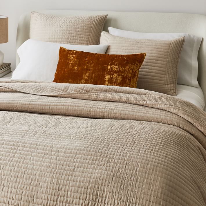 Silky TENCEL™ Pick Stitch Quilt & Shams (King Size - Sand)