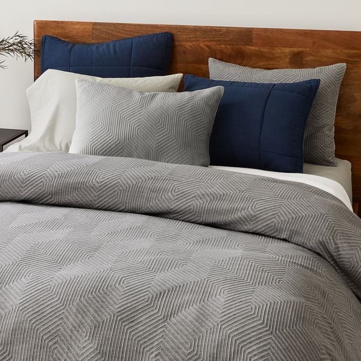 Modern Geo Duvet Cover & Shams- Pearl Grey