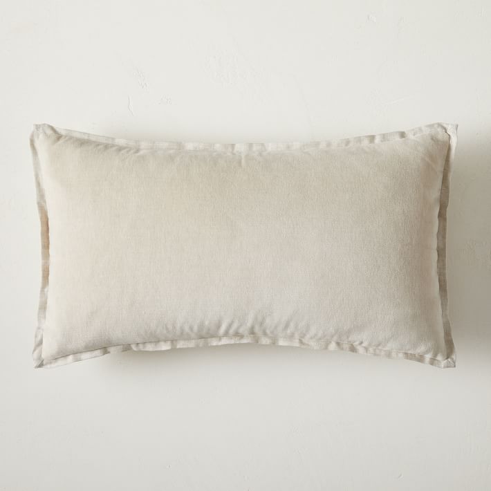 Classic Cotton Velvet Lumbar Pillow Cover - Sand