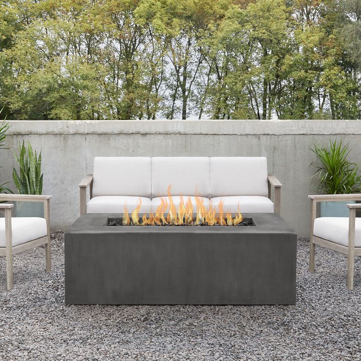 Tall 60&quot; Rectangle Outdoor Concrete Fire Table