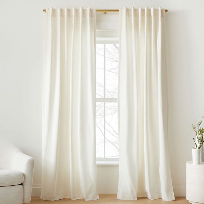 Open Box: Cotton Velvet Curtain - Alabaster 