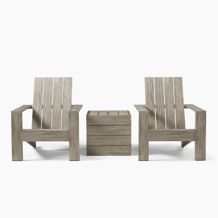 Portside Outdoor Adirondack Chairs &amp; Umbrella Holder Side Table Set