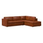 Harris 116" Right Multi Seat 2-Piece Bumper Chaise Sectional, Standard Depth, Saddle Leather, Nut