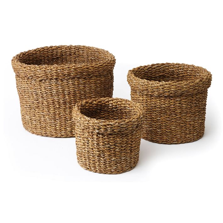 Cuffed Edge Seagrass Baskets - Set of 3 | West Elm