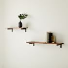 Linear Cool Walnut Wood Wall Shelves with Jordan Brackets