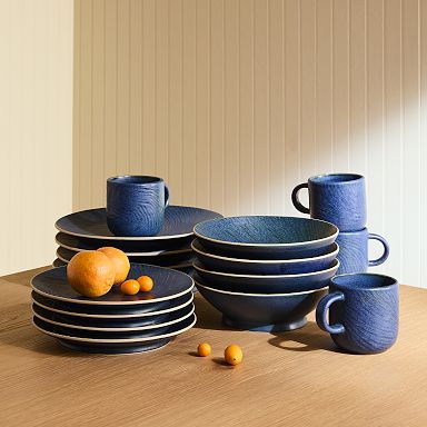 Blue stoneware dishes best sale