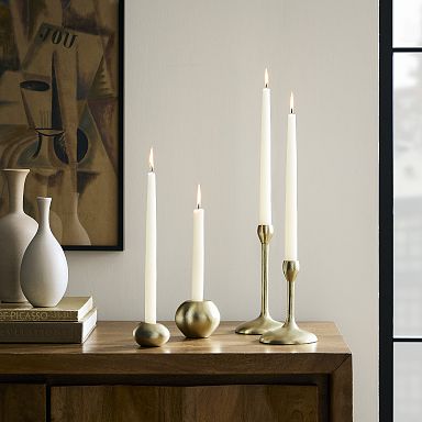 West Elm. Wood Pillar Candle Holders. top Sz. 9