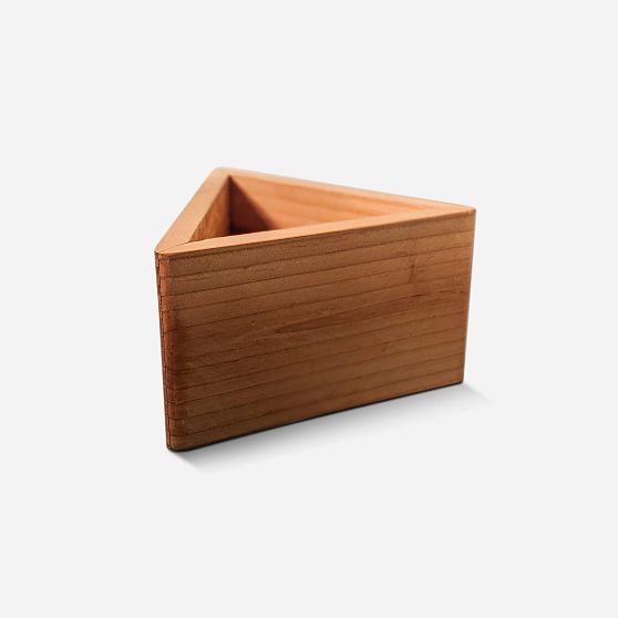 Natural Wood Triangle Self-Watering Planter