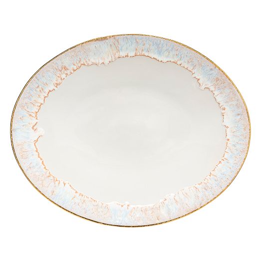 Casafina Taormina Stoneware Gold-Rimmed Serving Platter | West Elm