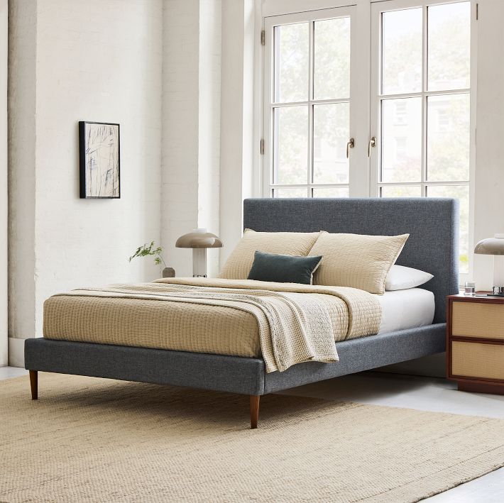 Emmett Nontufted Bed - Wood Legs