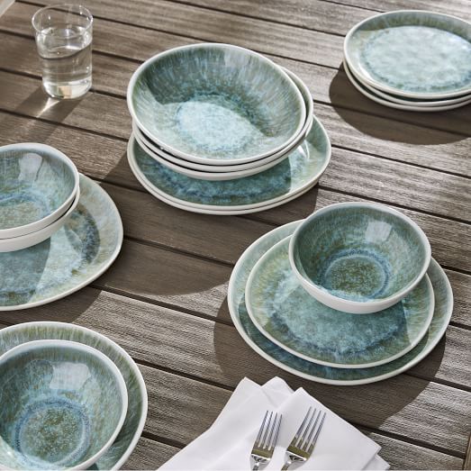 Reactive Glaze Melamine Outdoor Dinnerware Set of 16 West Elm