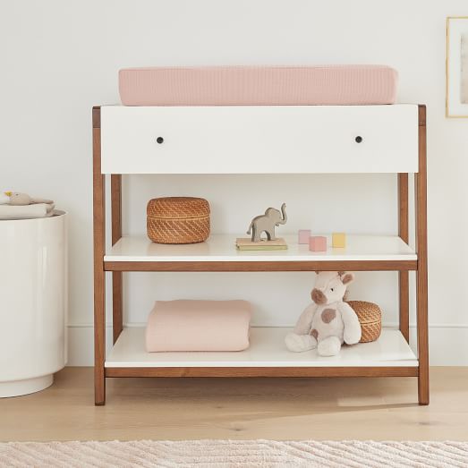 Baby changing table with shelves best sale