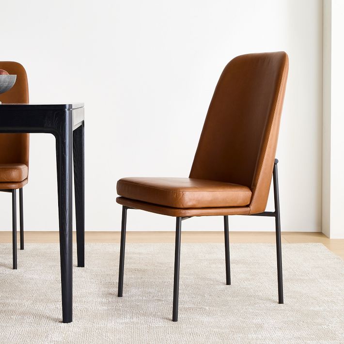 Jack Metal Frame High Back Leather Dining Chair | West Elm