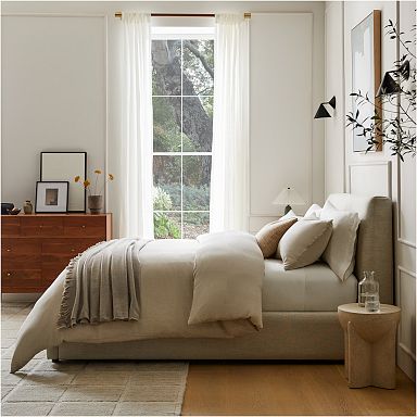 West Elm Queen Linen Sheet order Set and FQ linen duvet cover