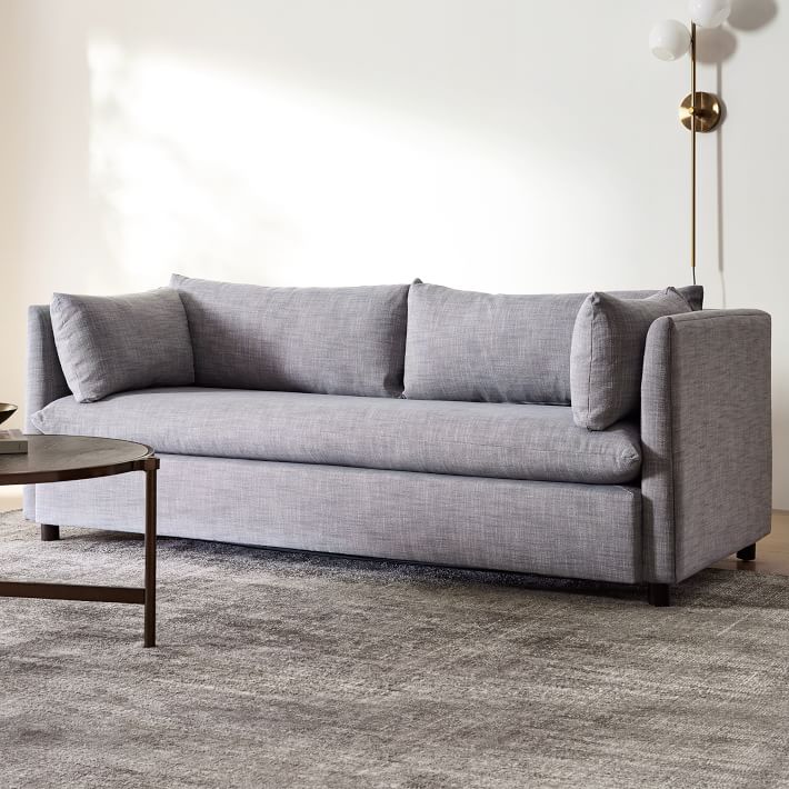 Shelter 80 Sleeper Sofa Performance Distressed Velvet Gray Frost Gray West Elm