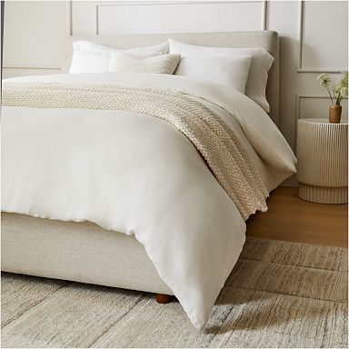 New West Elm Luxe Linen cotton duvet cover high quality king & 4 standard shams