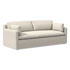 Open Box: Marin 85.5 Skirted Slipcover Sofa Down Distressed Velvet Alabaster Concealed Support