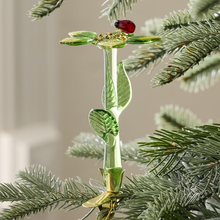 Glass Green Iris Clip-On Ornament