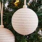 Rope Ball Ornaments - White/Natural (Set of 3)