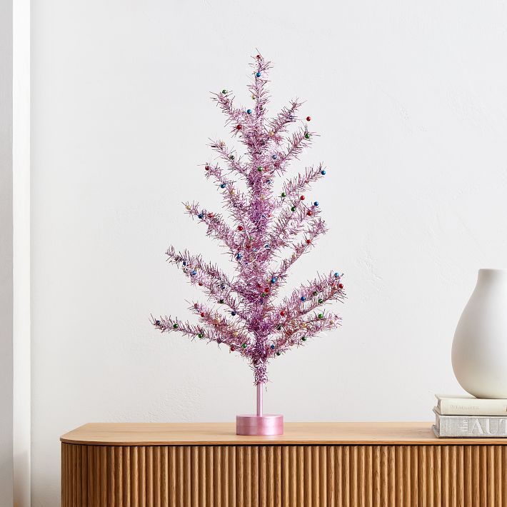 Mini Tabletop Tree - Pink Tinsel