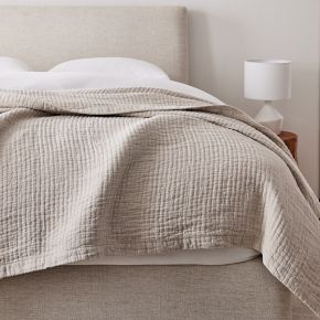 Grey linen blanket sale