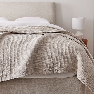 New West Elm online European Flax Linen Linework Quilt King/Cal King