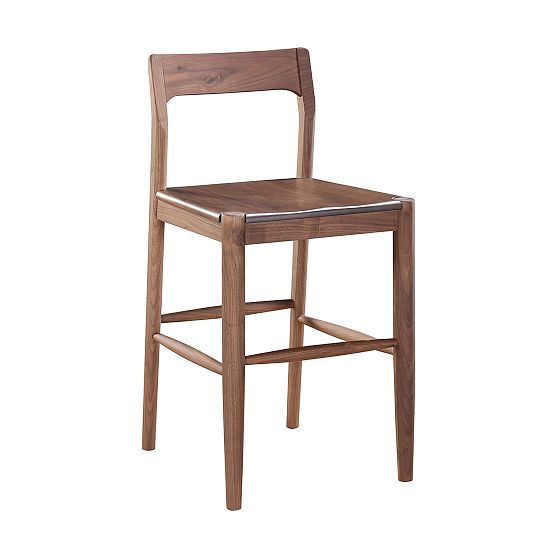 Adjustable Walnut Wood Counter Stool with Matte Finish